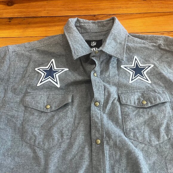 NFL Dallas Cowboys x Darius Rucker Pearl Snap Button Up Shirt Gray Men's Size L - Picture 3 of 8